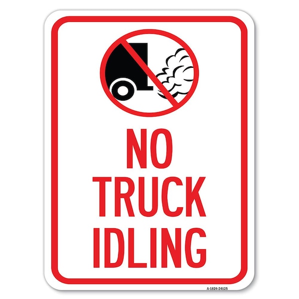 Signmission Driveway Sign No Truck Idling W/ Graphic Alum Rust Proof Parking Sign, 18" x 24", A-1824-24125 A-1824-24125 - main